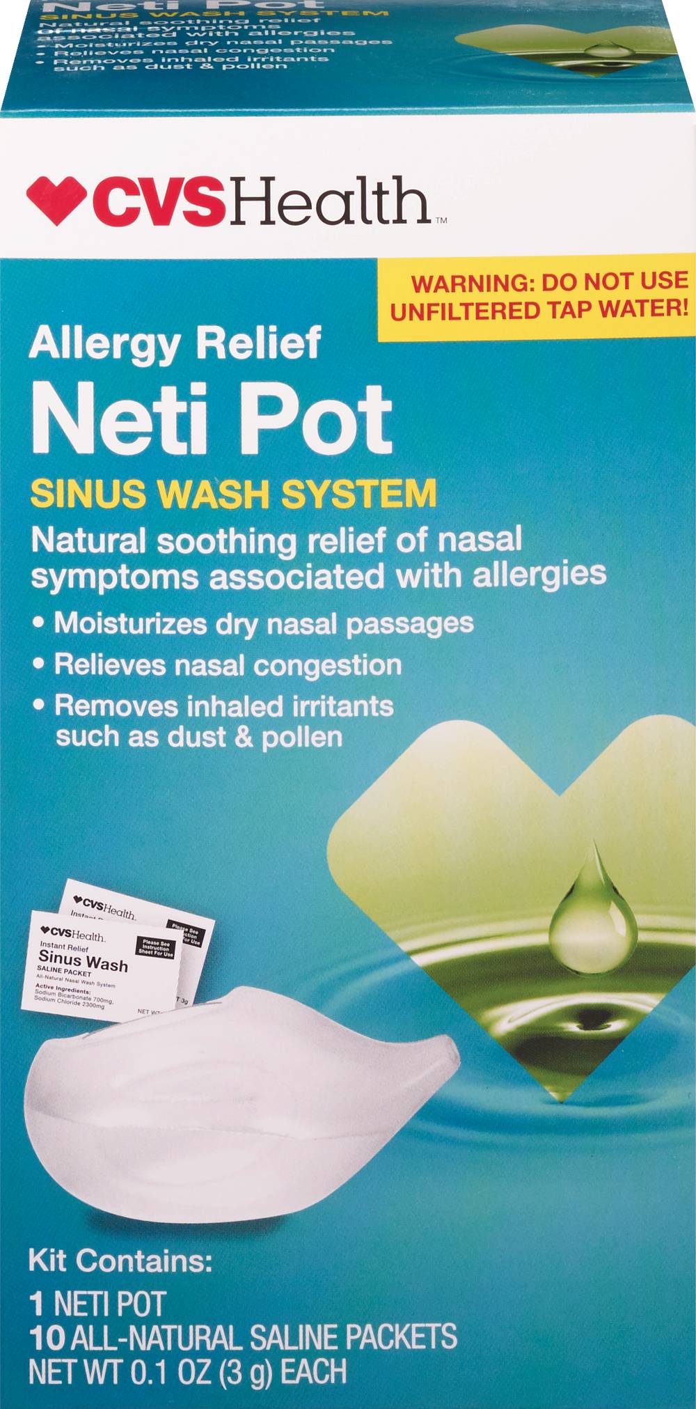 CVS Health Allergy Relief Neti Pot Sinus Wash System (0.1 oz, 10 ct)