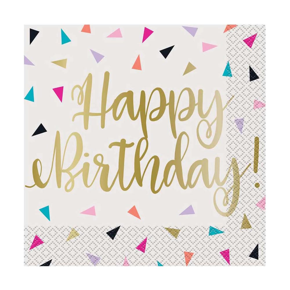321 Party! Foil Gold Triangle Confetti Birthday Luncheon Napkins 20 Ct