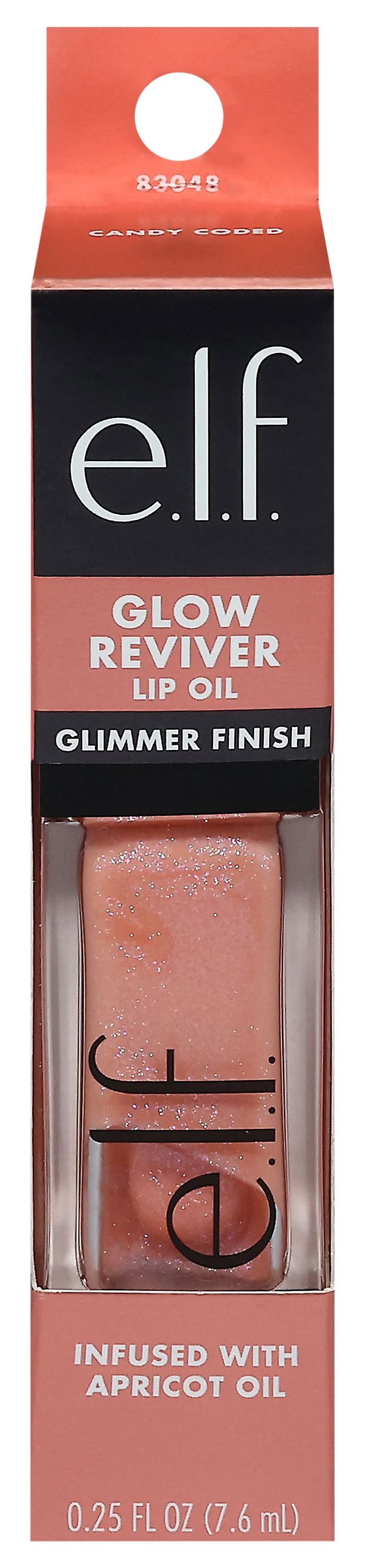 e.l.f. Glimmer Finish Glow Reviver Lip Oil, Candy Coded (0.25 fl oz)