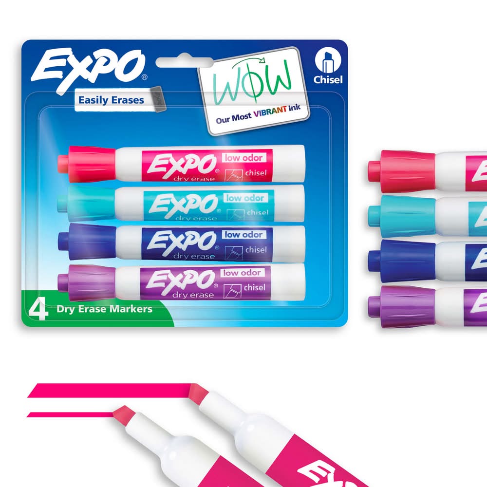 Expo Low Odor Dry Erase Markers, Chisel Tip, Vibrant Colors