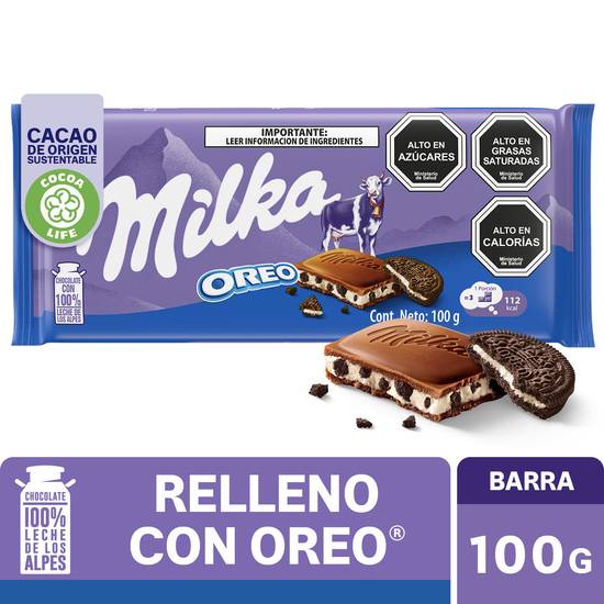 Milka chocolate de leche con oreo (bolsa 100 g)