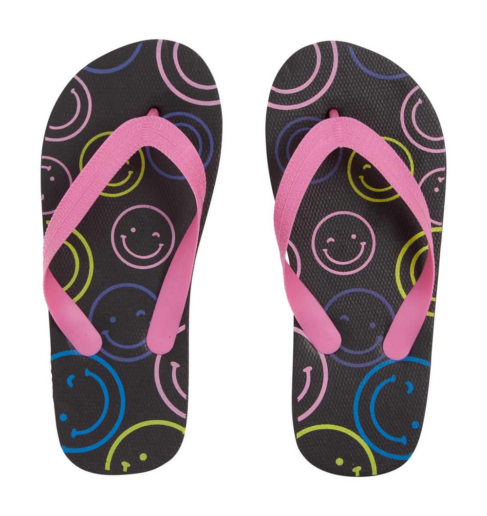 Smiley Face Printed Flip Flops