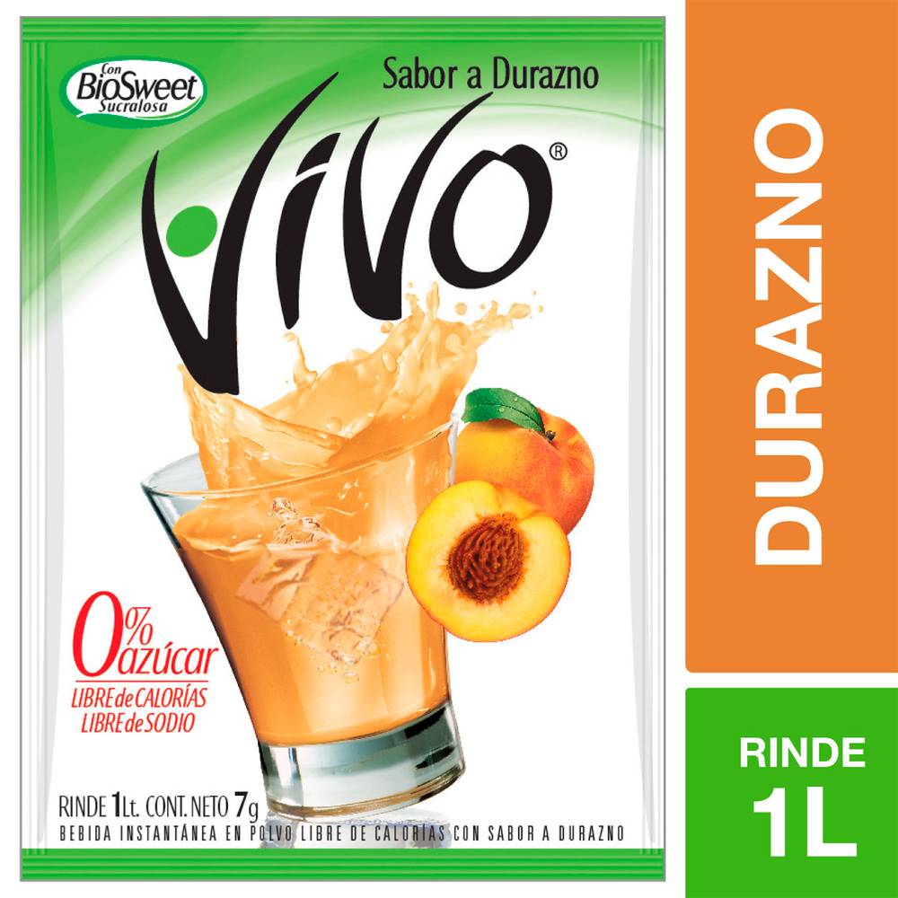 Vivo · Jugo en polvo sin azúcar sabor durazno (7 g)