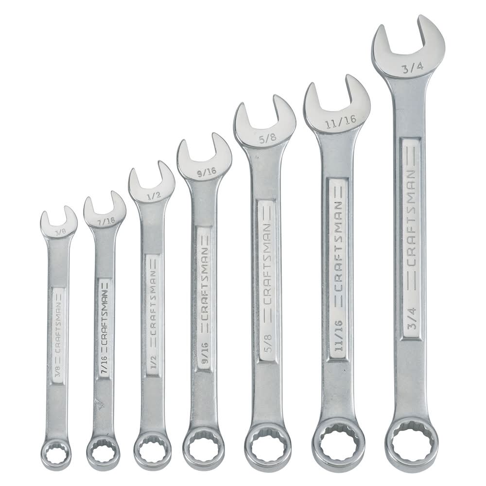 CRAFTSMAN 7 -Piece Set 12-point Standard (SAE) Standard Combination Wrench Includes Hard Case