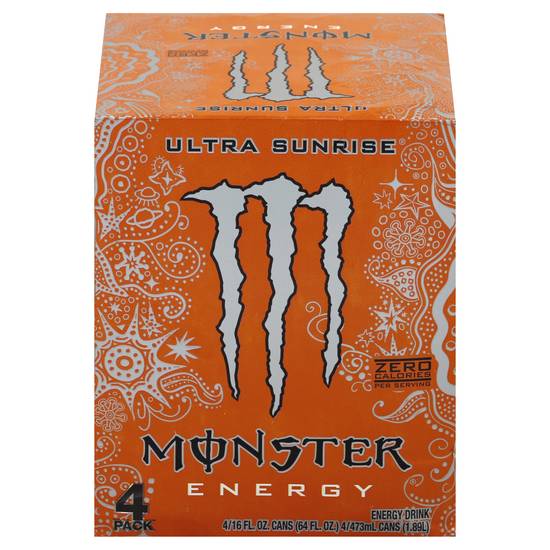 Monster Ultra Sunrise Energy Drink (4 ct, 16 fl oz)