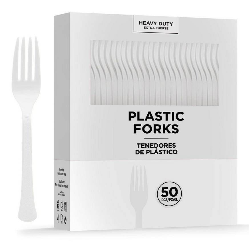 Party City Clear Heavy Duty Plastic Forks,50Ct