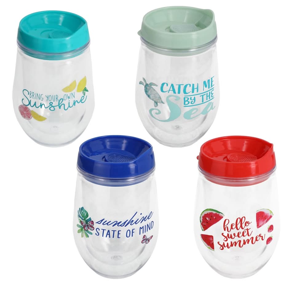 Summer Stemless Tumblers with Lids