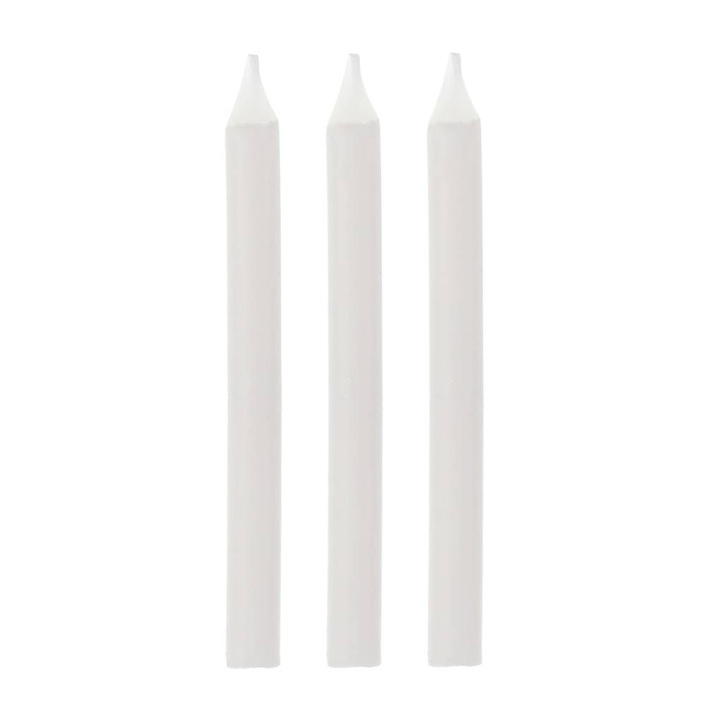 Silver plastic vela palito lisa branca (16 unidades)