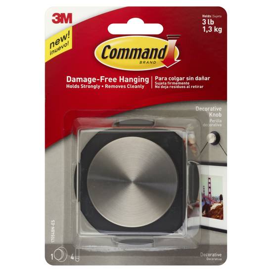 Command Round Decorative Knob Brushed Nickel/Slate