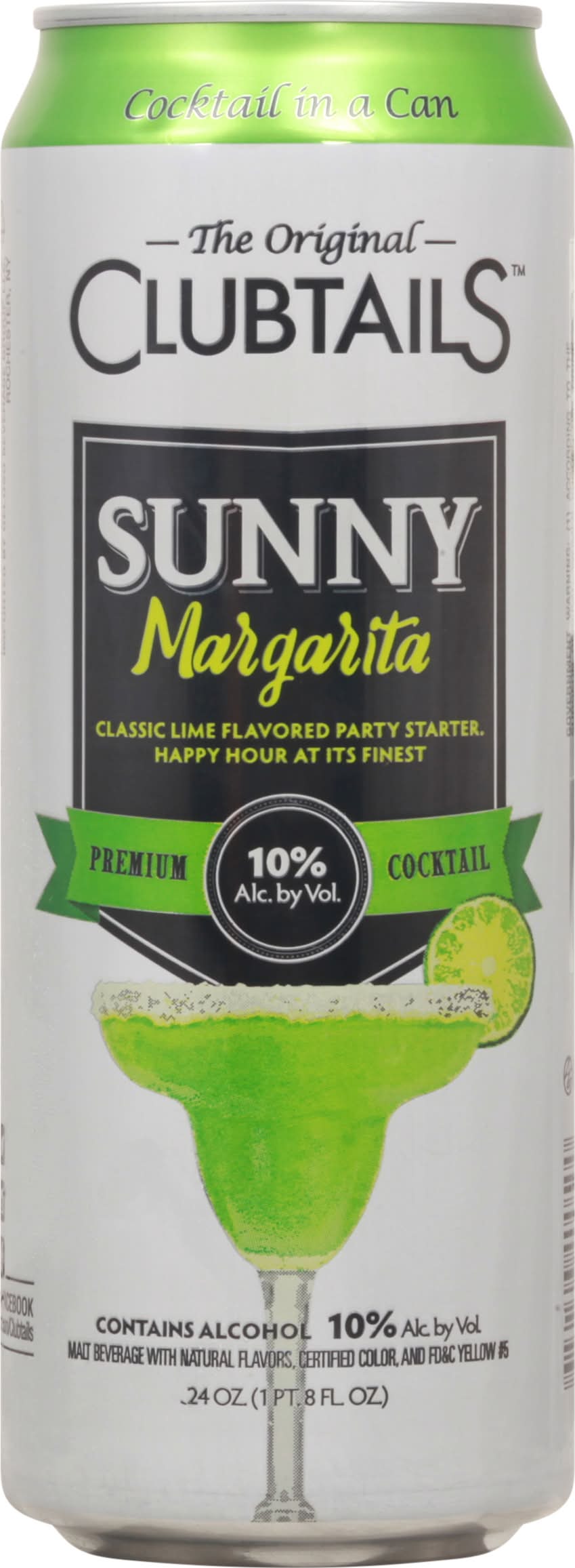 Clubtails Sunny Margarita Premium Cocktail, Classic Lime (16 fl oz)