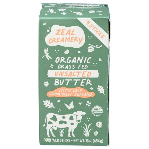 Zeal Creamery Organic Unsalted Grass Fed Butter