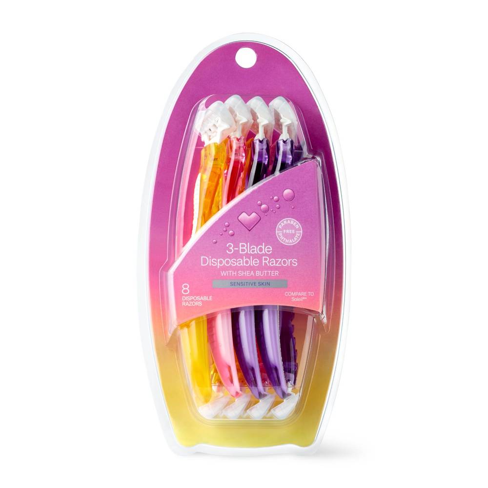 Cvs Beauty Women'S 3 Blade Disposable Razors With Shea Butter, 8 Ct