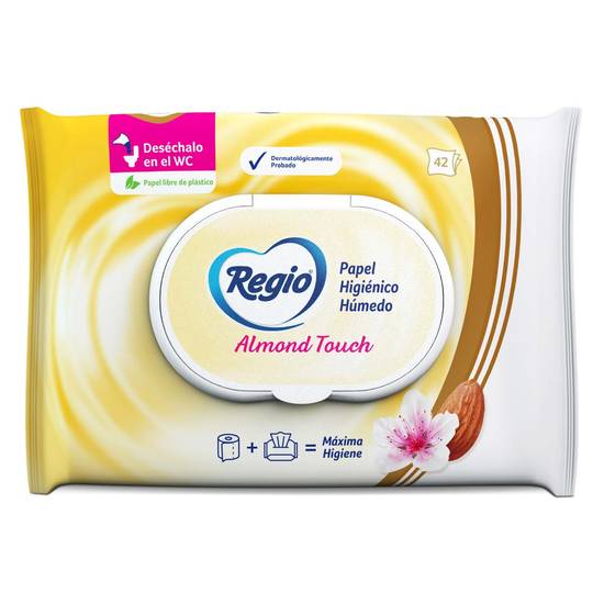 Regio papel higiénico húmedo almond touch (42 un)
