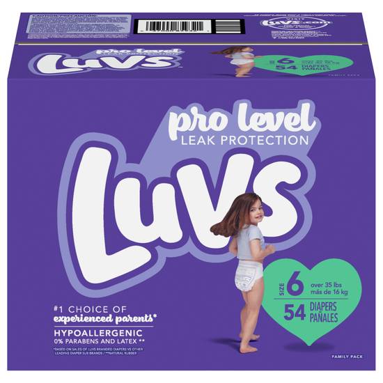 Luvs Pro Level Leak Protection Diapers Size 6, (54 ct)