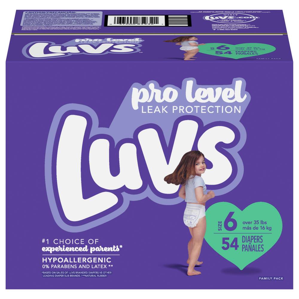 Luvs Pro Level Leak Protection Diapers, Size 6 (54 ct)