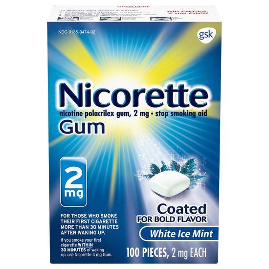 Nicorette Nicotine Polacrilex Gum 2 mg (100 ct)