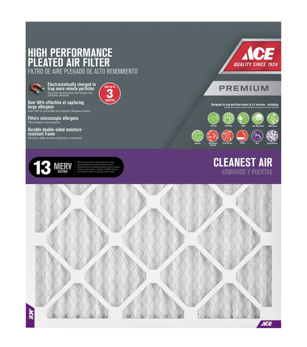ACE 20 In. W X 25 In. H X 1 In. Synthetic 13 Merv Pleated Air Filter 1 Pk