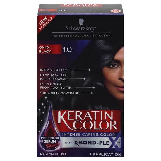 Schwarzkopf 1.0 Onyx Black Keratin Permanent Hair Color (1 kit)