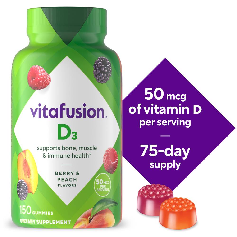 Vitafusion Natural Peach & Berry Flavors Vitamin D3 Gummies (0.9 lbs)