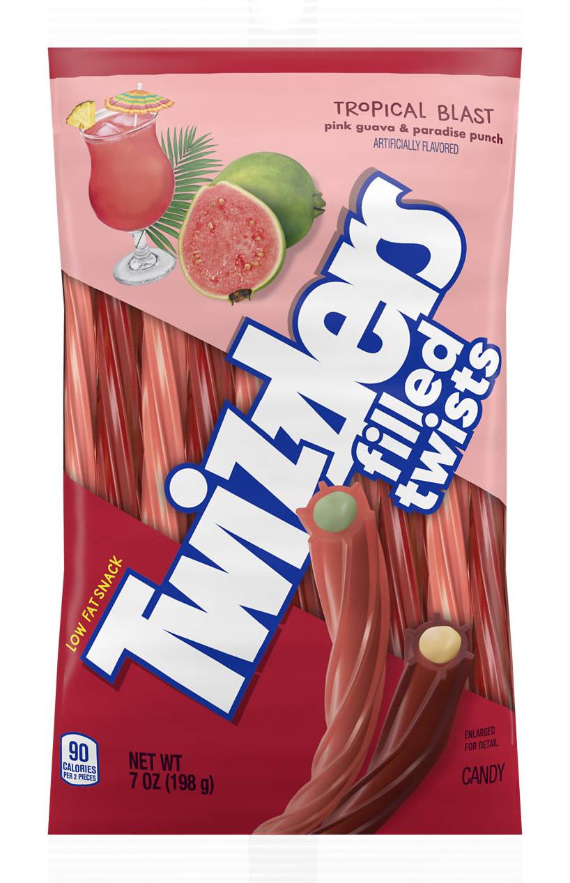 Twizzler's Filled Twists Tropical Blast Candy, Pink Guava-Paradise Punch (7 oz)