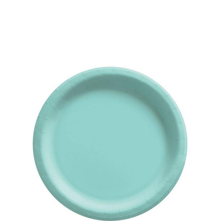Robin's Egg Blue Extra Sturdy Paper Dessert Plates, 6.75in, 50ct