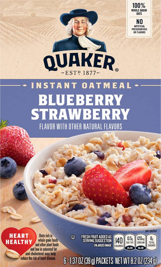 Quaker Blueberry Strawberry Instant Oatmeal With Other Natural Flavors (6 ct)