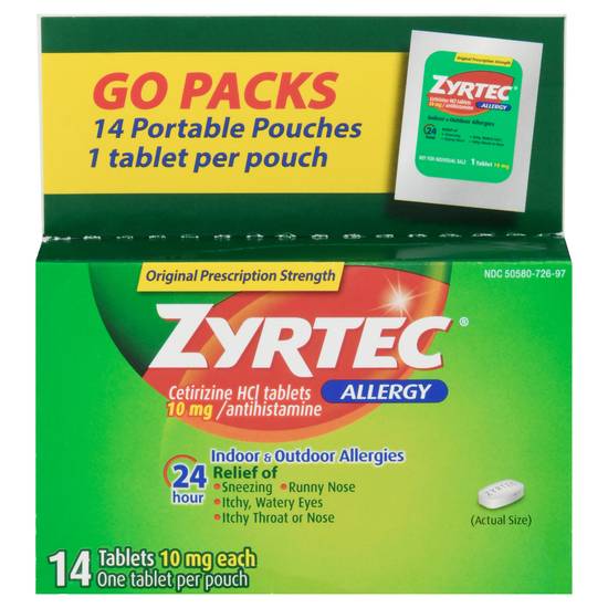 Zyrtec Original Prescription Strength Cetirizine Hcl 10 mg Antihistamine Allergy Relief