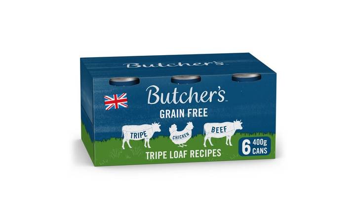 Butcher's Tripe Loaf Recipes Wet Dog Food Tins 6 Pack 400g (396880)