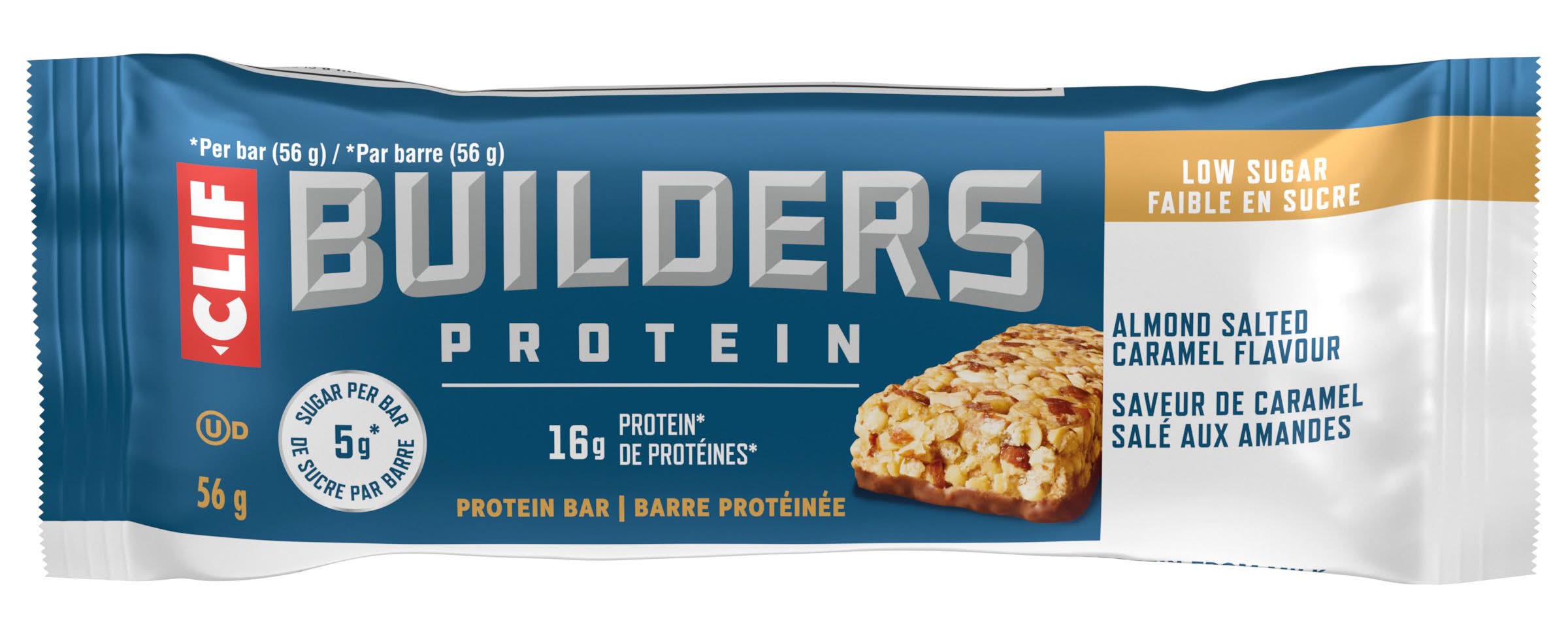 CLIF Bar Builders Low Sugar Protein Bar, Almond Salted Caramel (56 g)