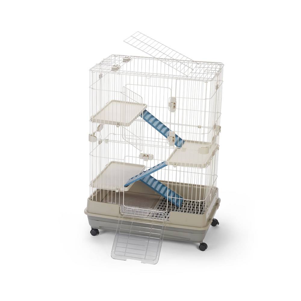 Full Cheeks™Climb Up Small Pet Habitat - Includes Cage, Ramps, Shelves, Wheels, Tray & Grate (Size: 31.6\"L X 20.6\"W X 43\"H)