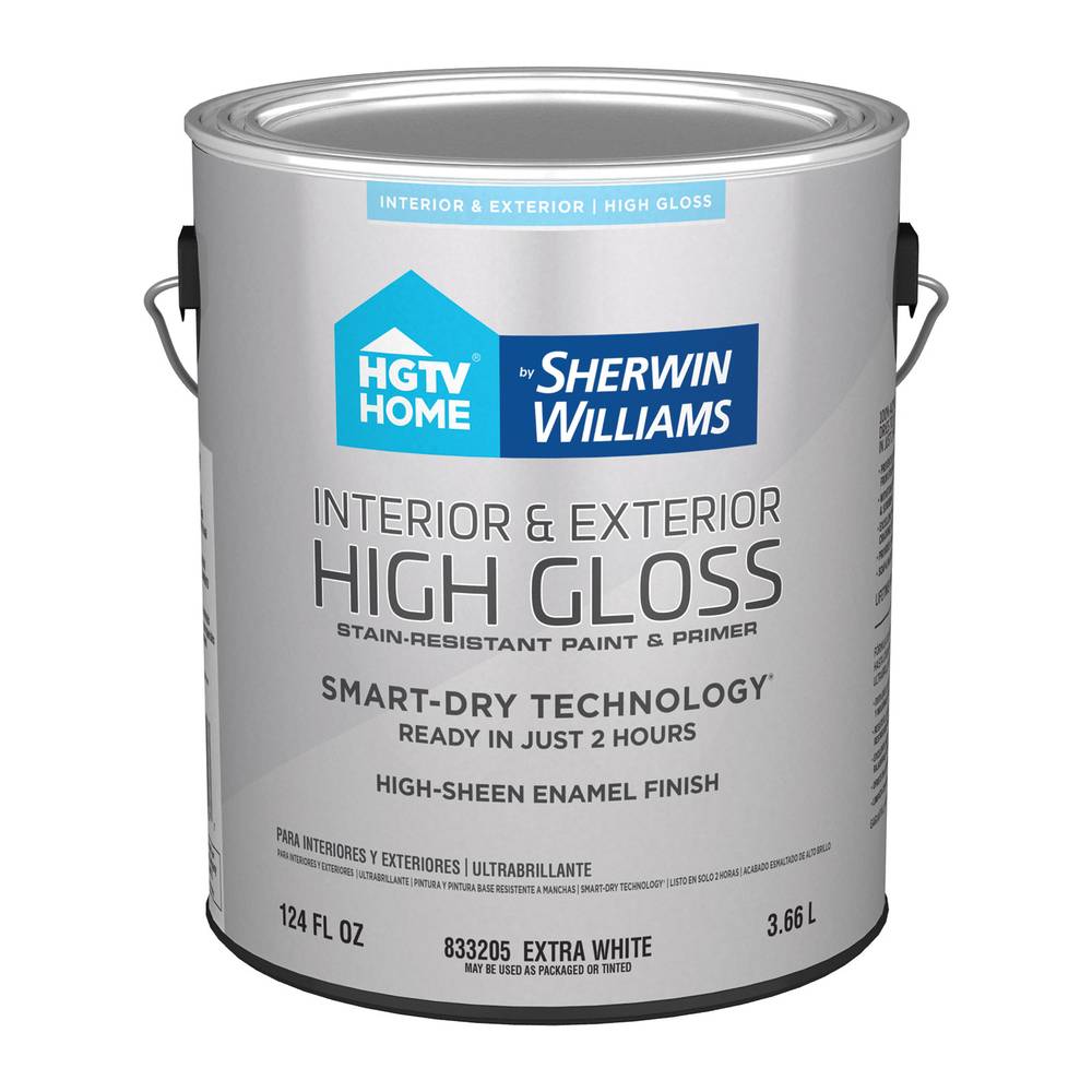 HGTV HOME by Sherwin-Williams High-gloss Extra White Water-based Interior/Exterior Door and Trim Paint (1-Gallon) | GL0037002-16