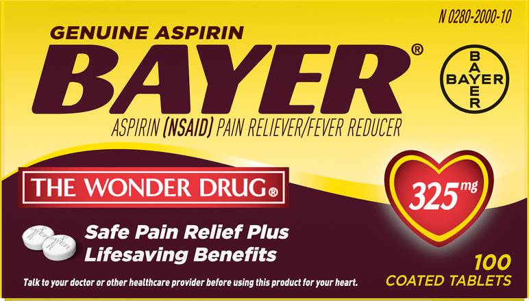 Bayer Coated Tablets 325 mg Aspirin (100 ct)