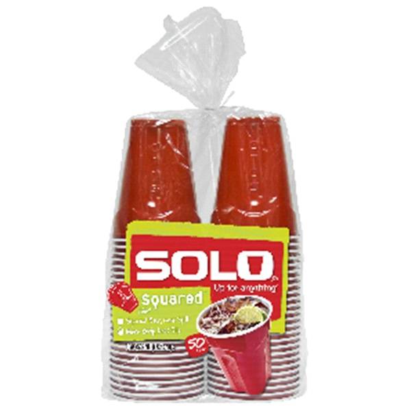 Solo 18 oz Squared Red Plastic Cups (50ct)