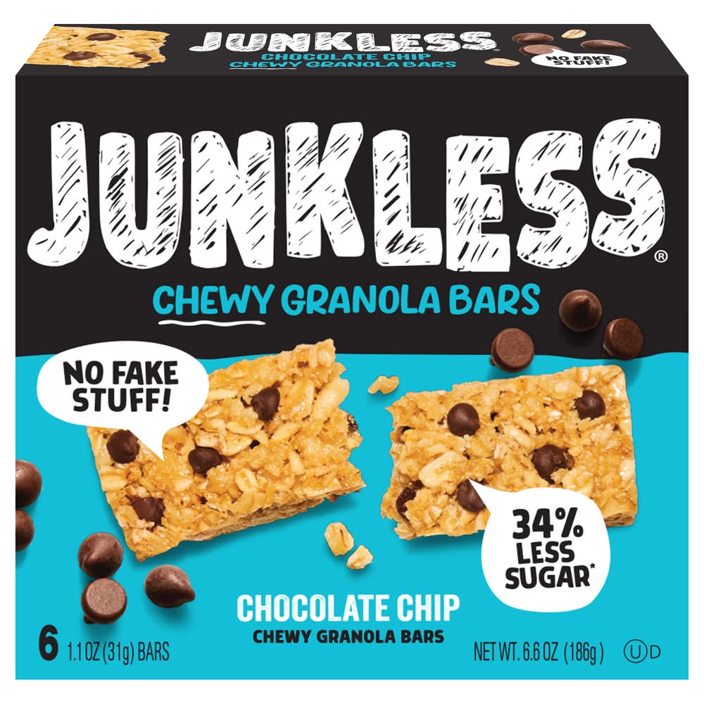 Junkless Chewy Granola Bars, Chocolate Chip (6 x 1.1 oz)