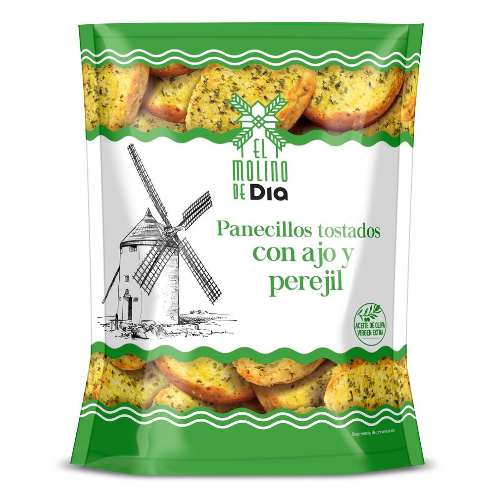 Panecillos Tostados Con Ajo Y Perejil El Molino De Dia Bolsa 160 G