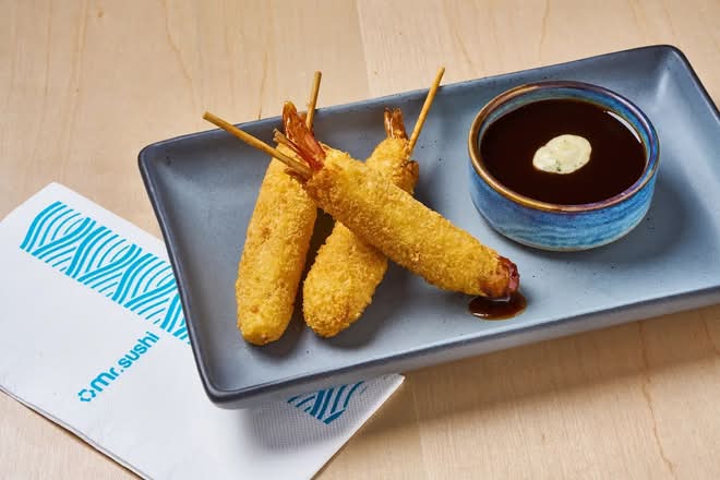 Kushi Ebi Queso - Camarón empanizado con queso fundido (3 pzas)
