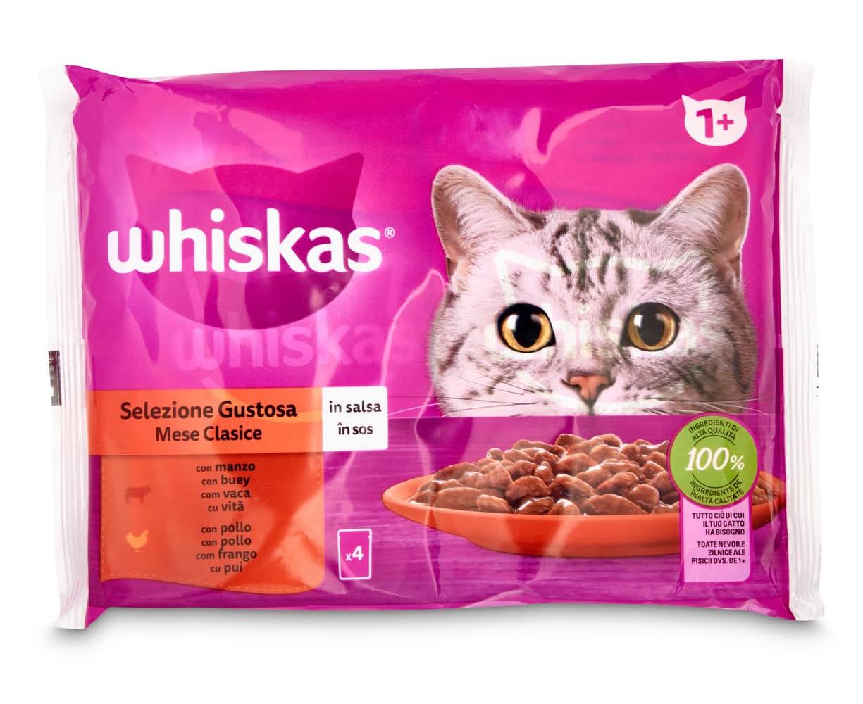Alimento Para Gatos Selección Carnes En Salsa Whiskas Bolsa 4 X 85 G