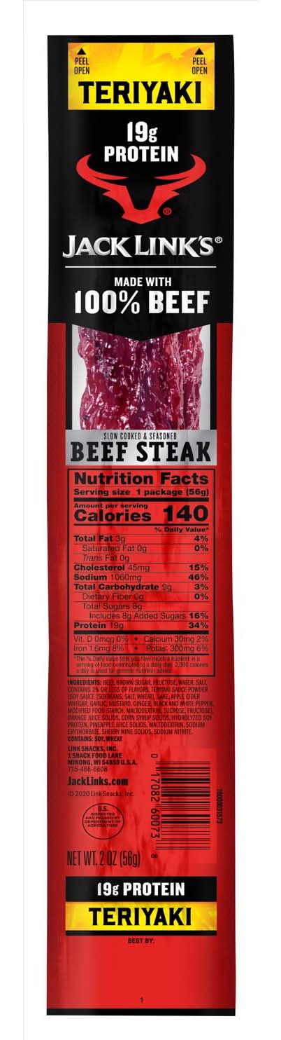 Jack Link'S Jumbo Teriyaki Beef Steak 2 Oz Packet