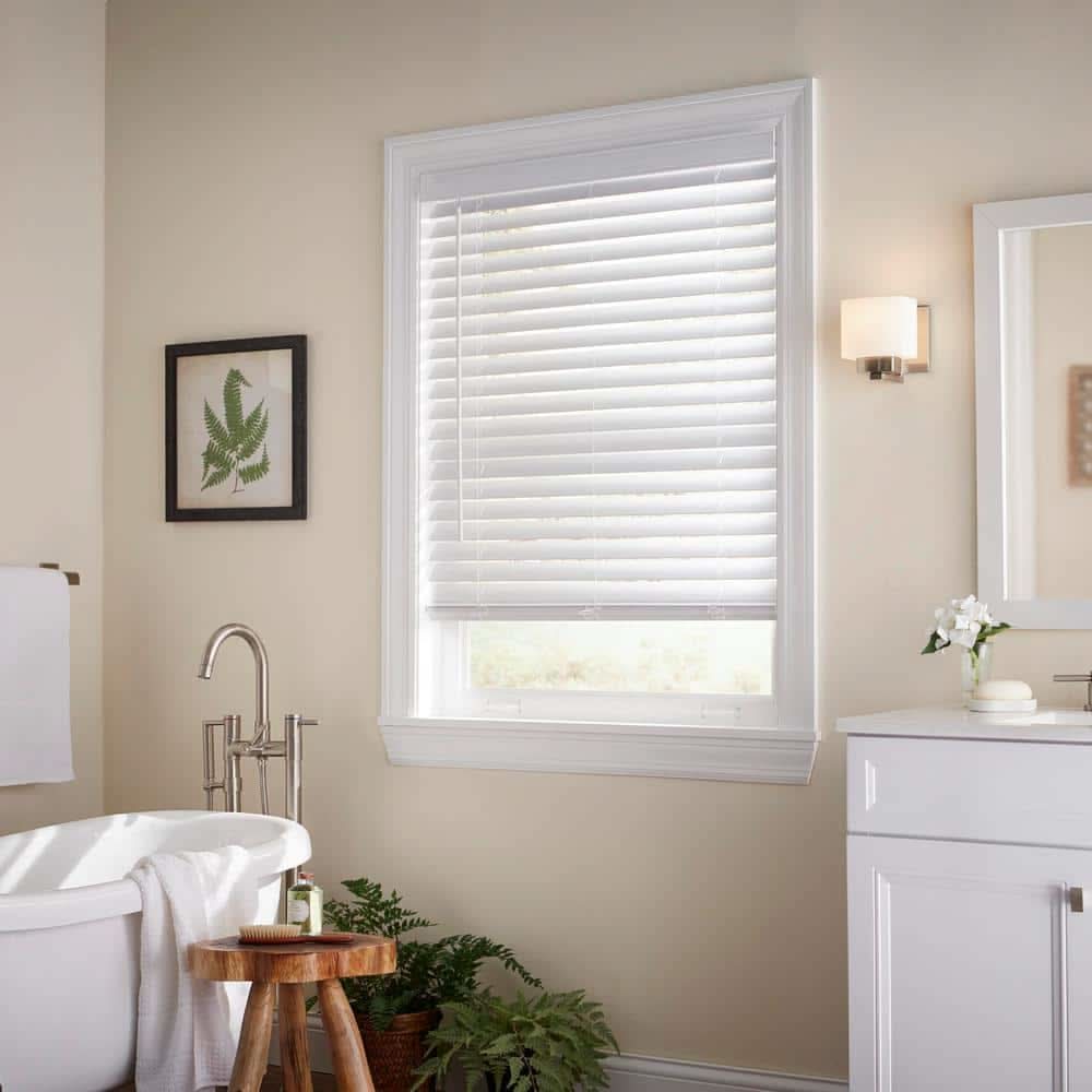 Home Decorators Collection White Cordless Faux Wood Blinds For Windows With 2 In. Slats - 35 In. W X 72 In. L (Actual Size 34.5 In. W X 72 In. L)