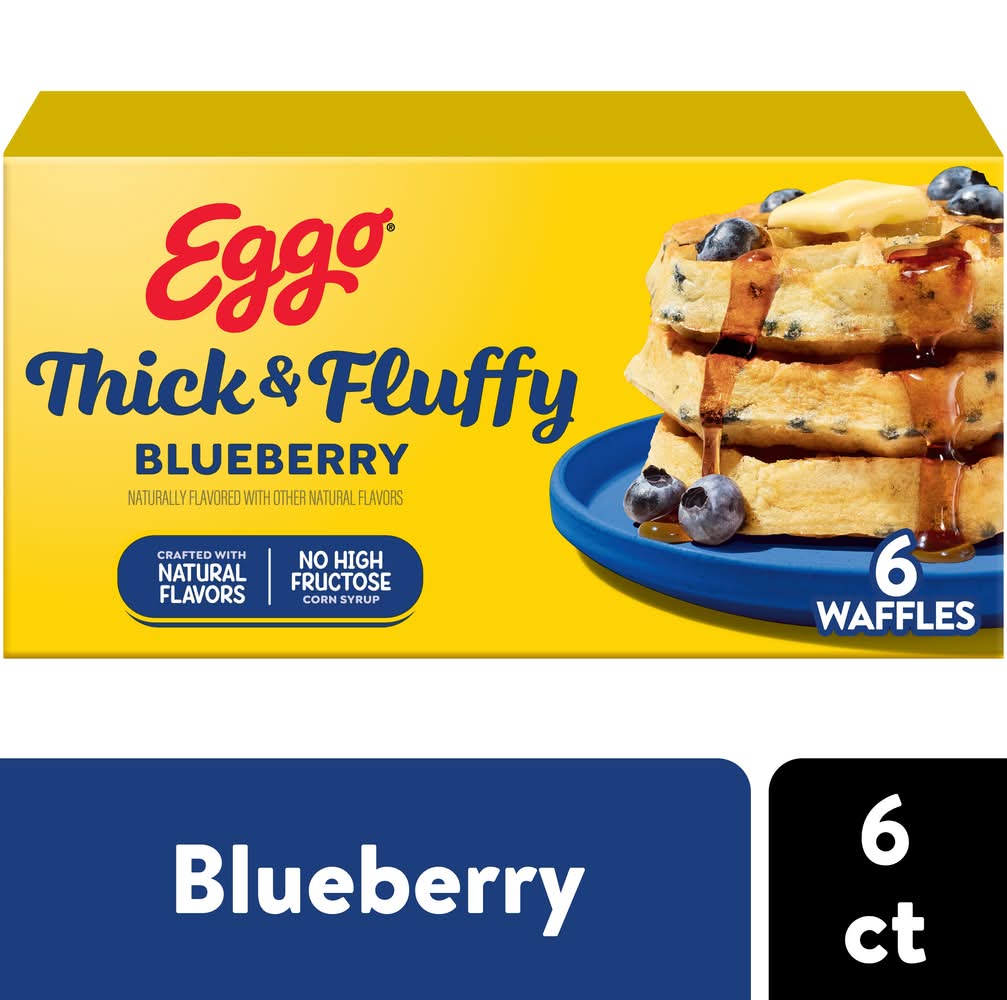 Eggo Thick & Fluffy Frozen Waffles, Blueberry (11.6 oz, 6 ct)