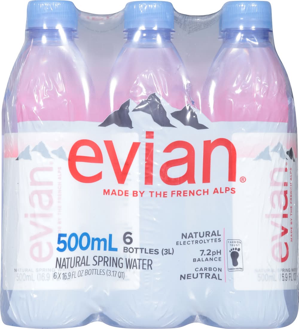 Evian Natural Spring Water (6 x 16.9 fl oz)