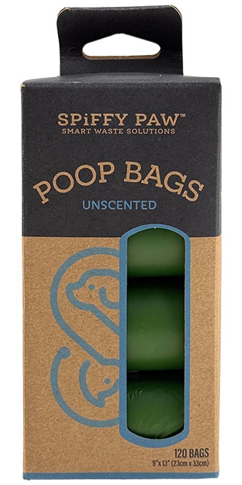 Spiffy Paw Unscented Poop Bags for Waste Disposal (120 ct - 8 Rolls)