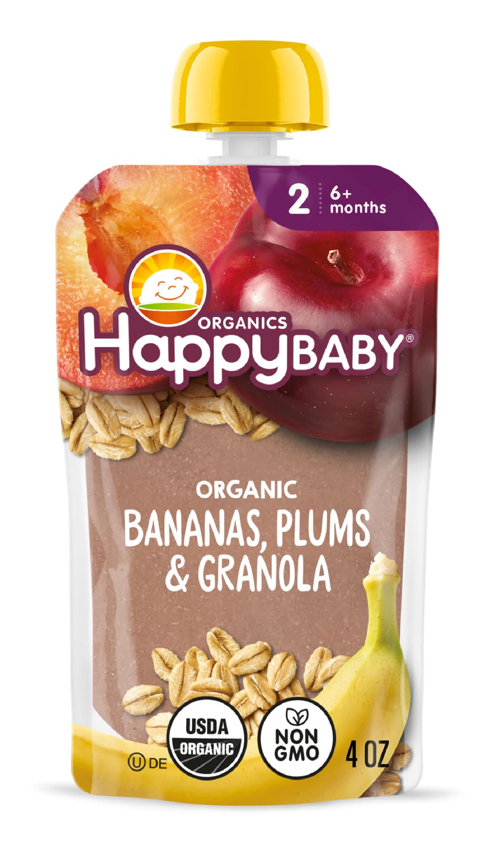 Happy Baby Organic Baby Food Pouch, Bananas-Plums & Granola (4 oz)