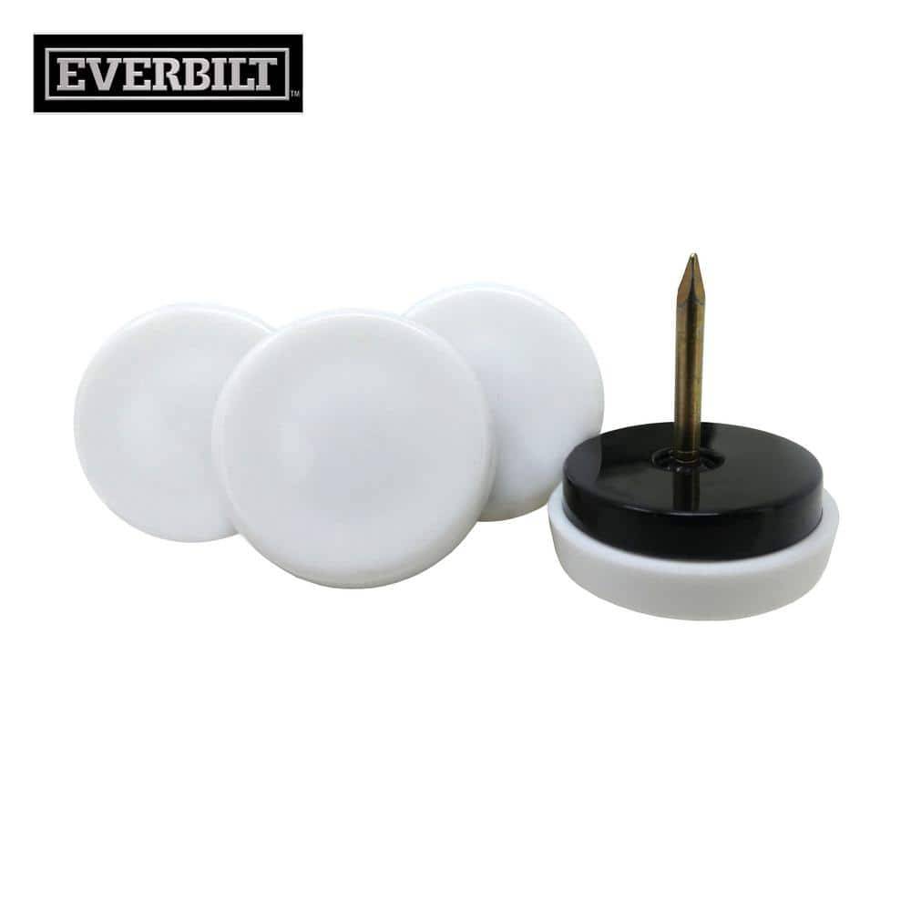 Everbilt 1-1/8 In. White Plastic Round Nail-On Furniture Glides For Floor Protection (4-Pack)