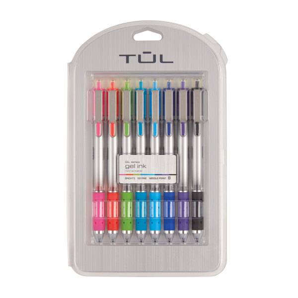 Tul Silver Barrel Assorted Bright Inks Needle Point 0.5 mm Gl Series Retractable Gel Pens