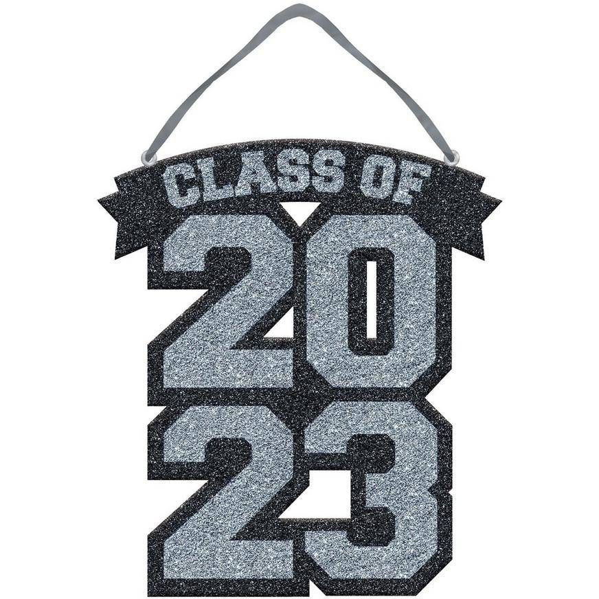 Glitter Silver Class of 2023 Graduation Foam Sign, 9.25in x 10in