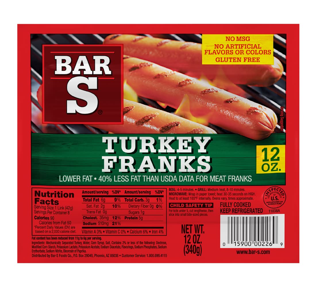 Bar-S Turkey Franks Hot Dogs (12 oz)