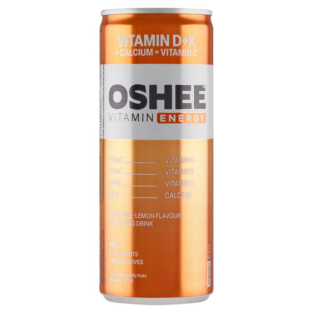 Oshee Vitamin Energy Mint-Lime-Lemon Flavour Sparkling Drink 250ml (Sugar levy applied)