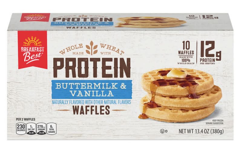 Breakfast Best Whole Wheat Protein Waffles, Buttermilk & Vanilla (13.4 oz, 10 ct)