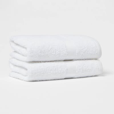 Room Essentials Cotton Polyester Blend Hand Towel Set, White (2 ct)